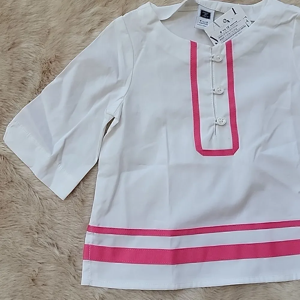 JANIE AND JACK WHITE WITH PINK SWIM COVER-UP TUNIC, NEW!